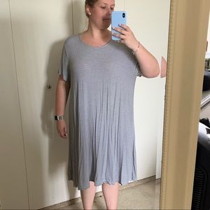 Black and white striped swing dress